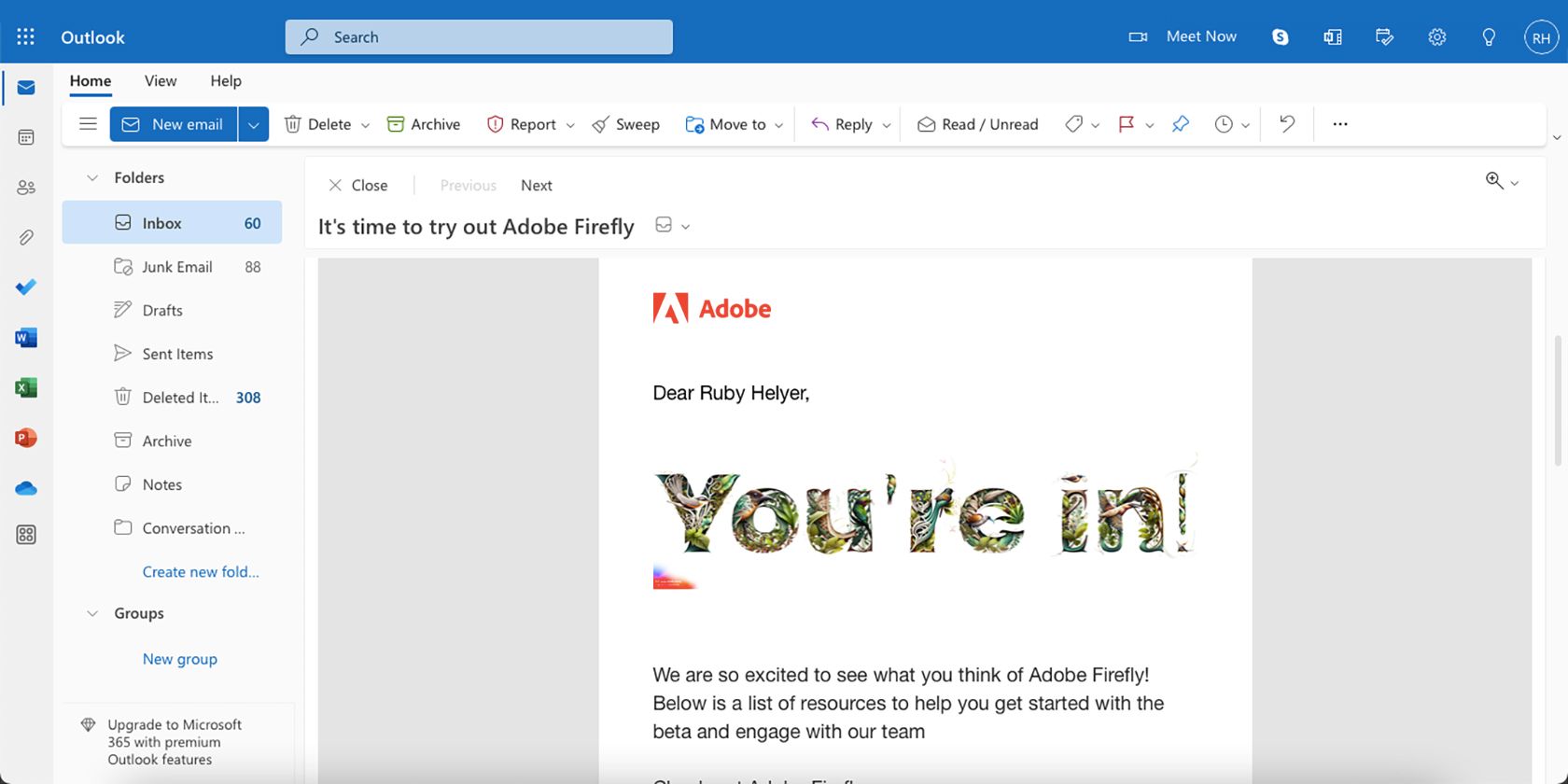 Email from Adobe