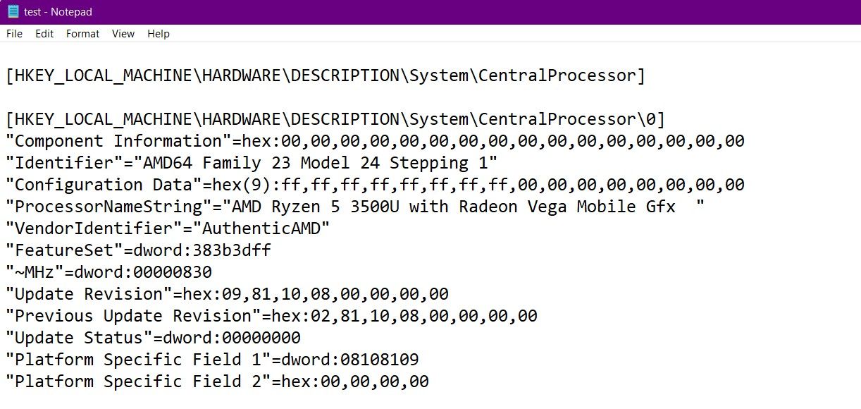 Пример файла реестра (.reg)