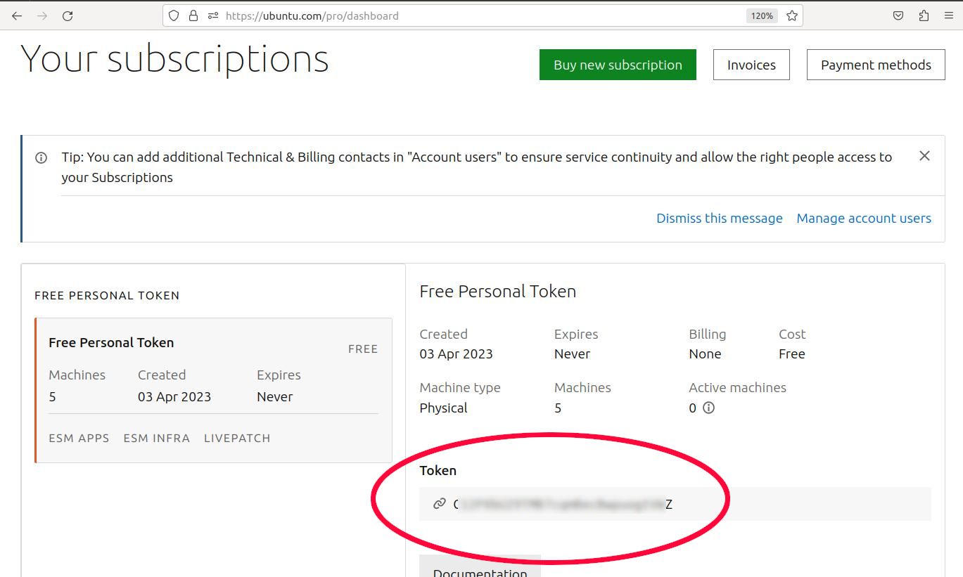 Токен Ubuntu Pro для личного использования