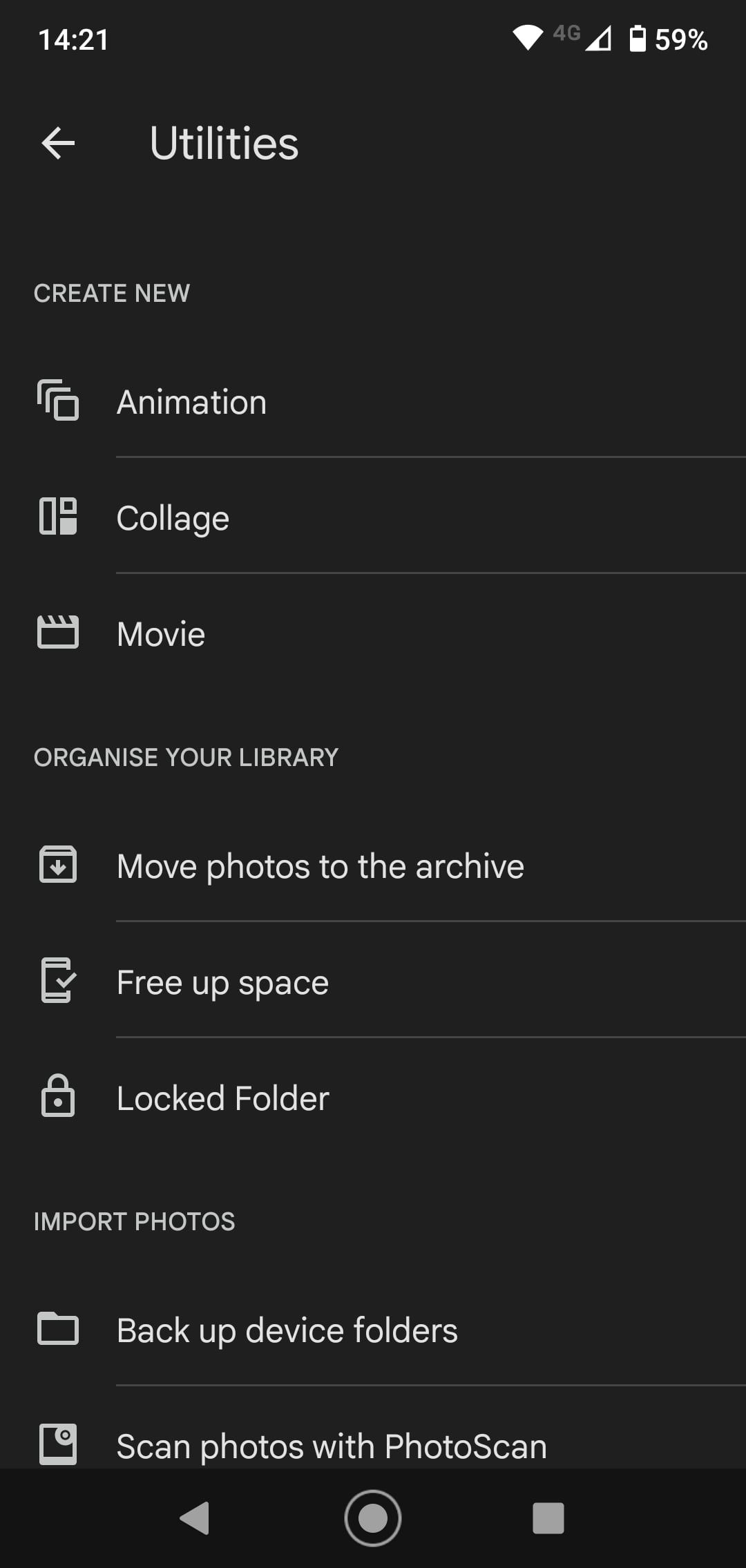 Выбор папки Locked Folder в интерфейсе приложения