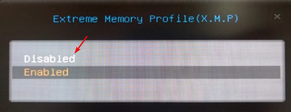 Отключение профиля X.M.P в BIOS