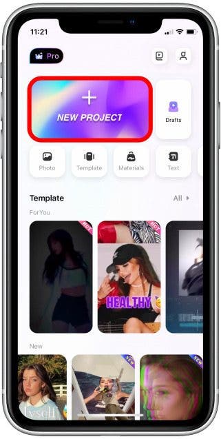 Schermata Nuovo Progetto in FilmoraGo