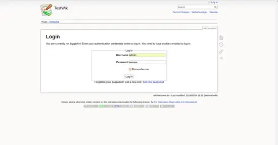 Страница входа в DokuWiki