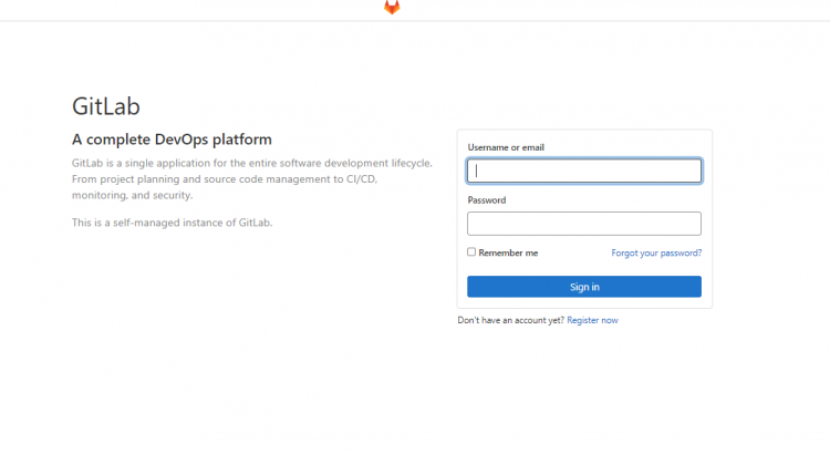 Страница входа GitLab