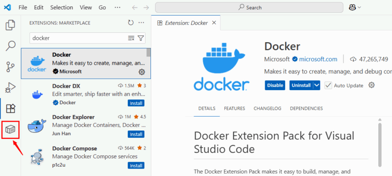 Docker Explorer in Visual Studio Code