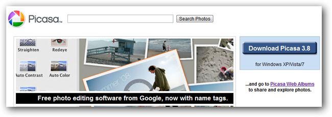 Сайт загрузки Picasa и кнопка скачивания