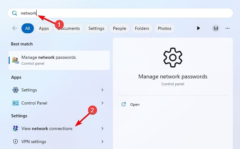 Просмотр сетевых подключений Windows 11