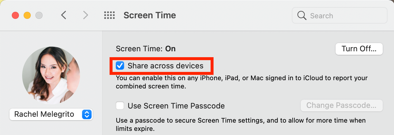 Share Across Devices on Mac Screen Time