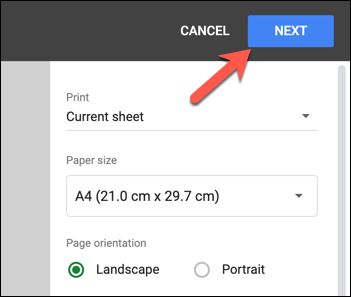 Выберите Далее, чтобы перейти к печати.