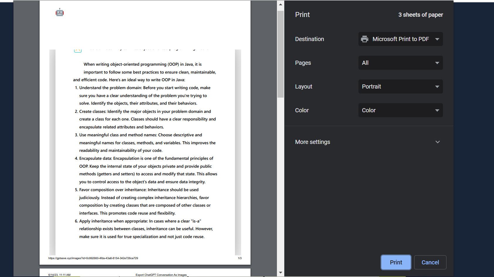Чат ChatGPT как PDF