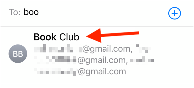 Search for and select the group contact