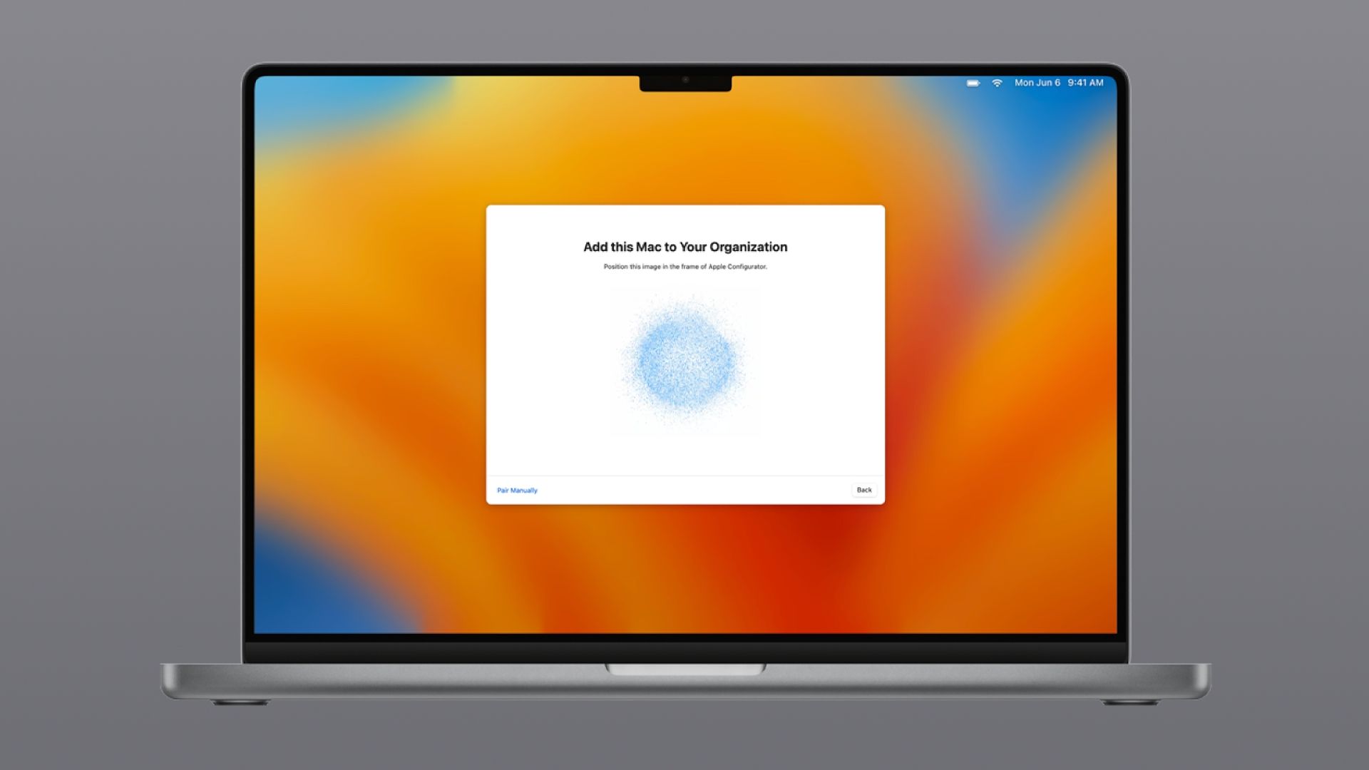 Настройка macOS с помощью iPhone — иллюстрация процесса сканирования экрана.