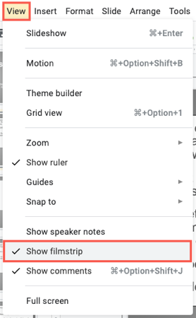 Показать миниатюры слайдов