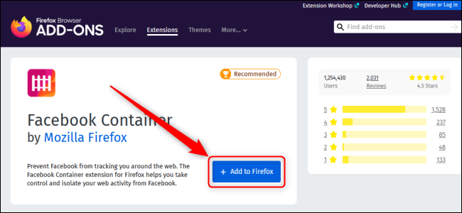 Firefox Facebook Container Page