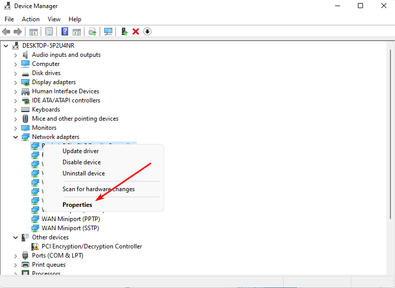 Свойства сетевого адаптера в Windows