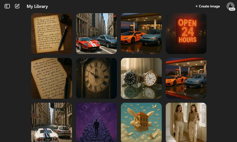 Просмотр коллекции изображений, сгенерированных AI.