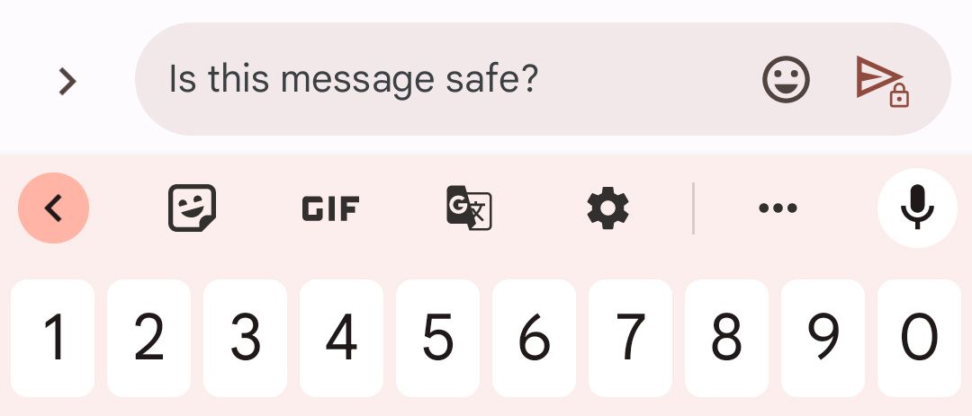 Значок замка на кнопке отправки в Messages на Android