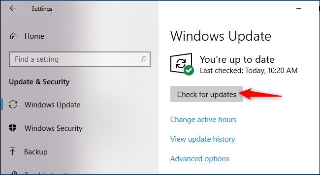 Параметры Центра обновления Windows в «Настройках»