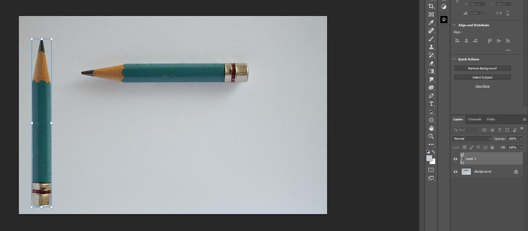 Разместите карандаш вертикально