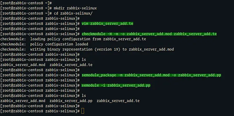 Загрузка SELinux модуля для Zabbix