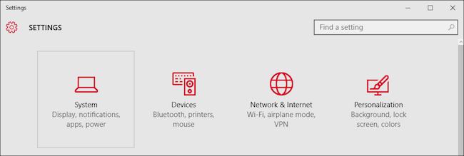 Группа Система в настройках Windows