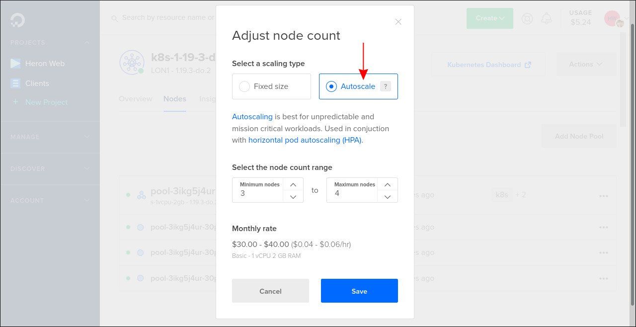 Скриншот автоскейлинга узлов