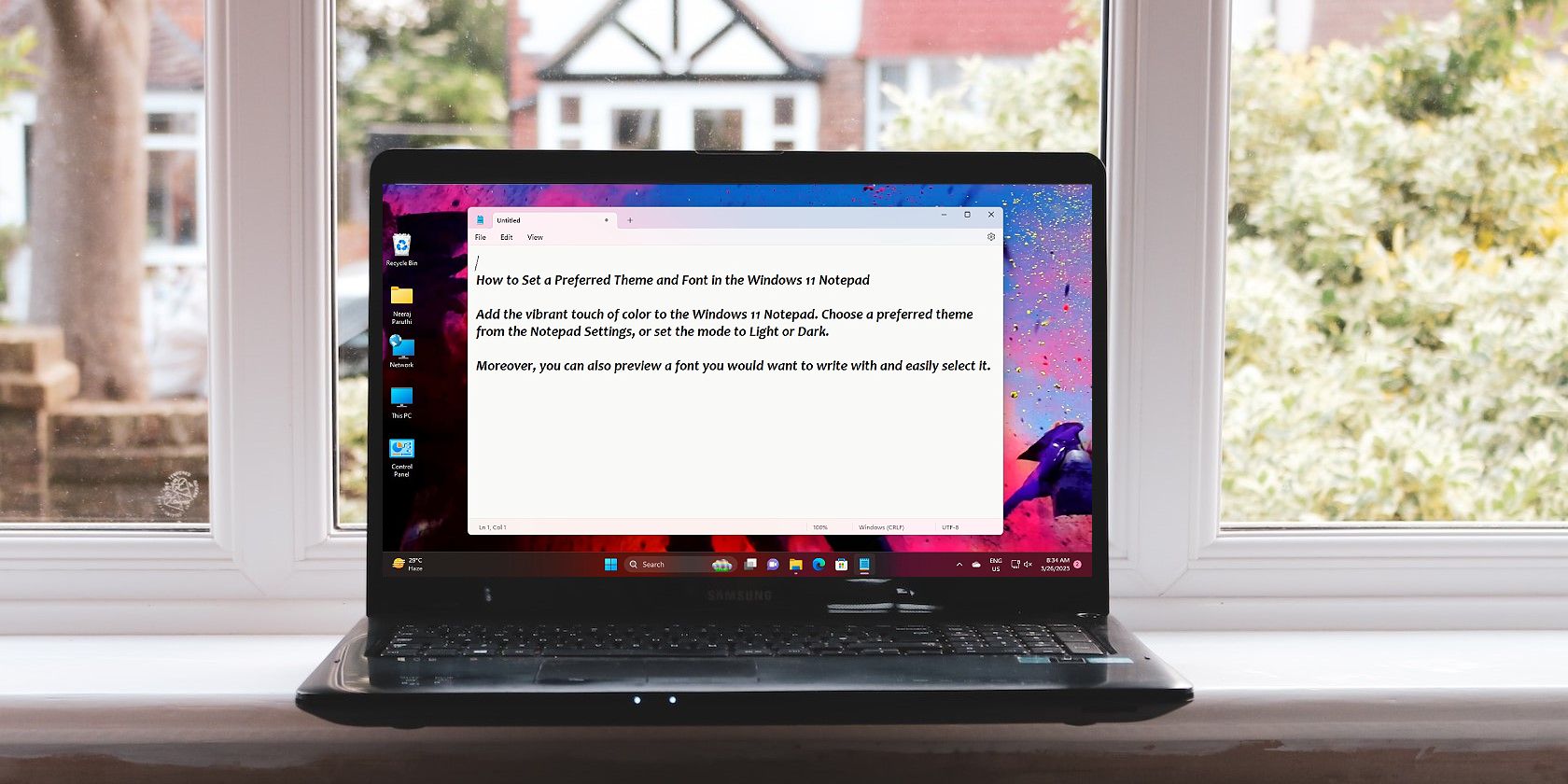 Тема и шрифт Блокнота в Windows 11