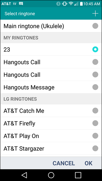 Скрин выбора мелодии для контакта на LG