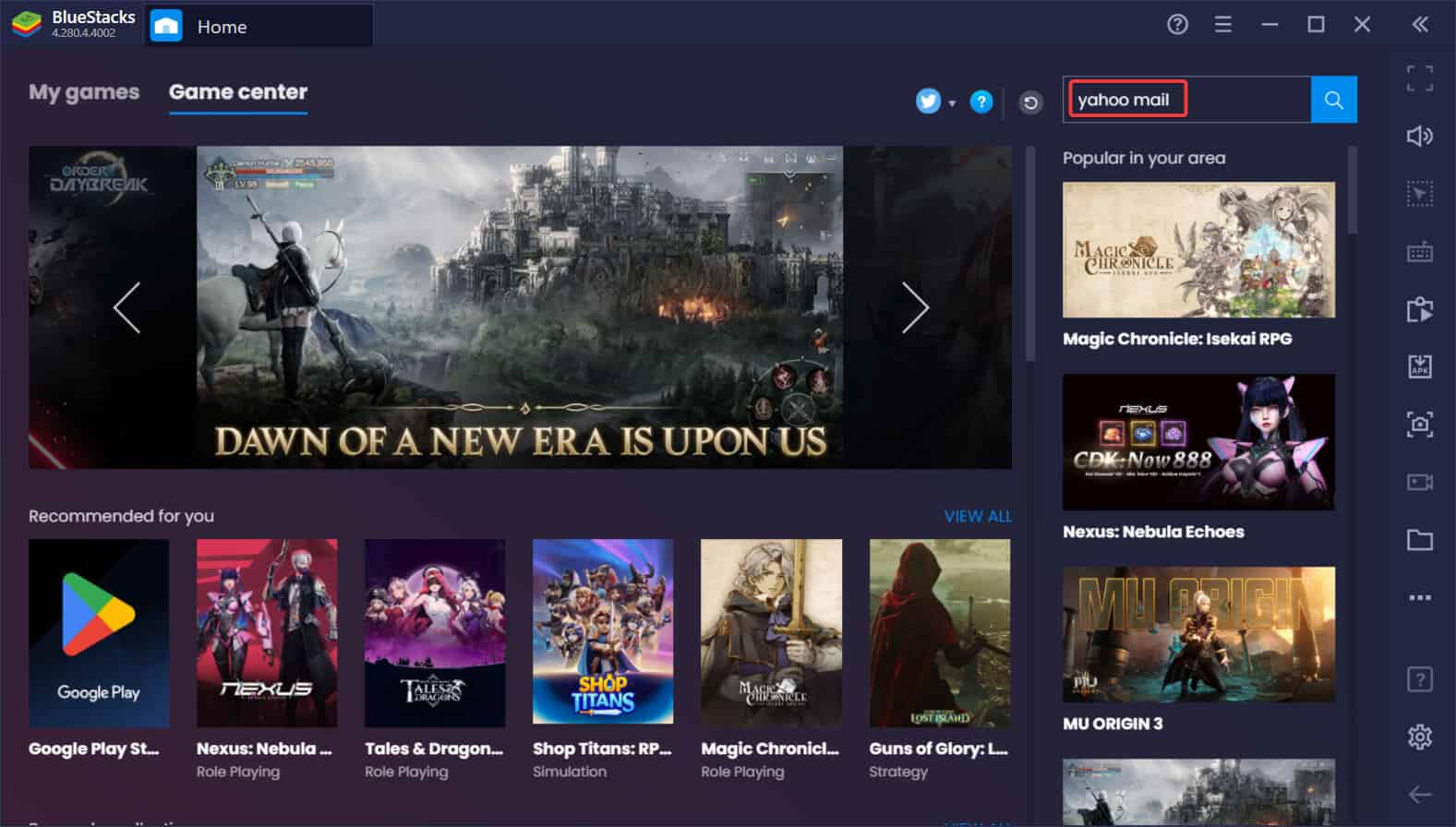 Ricerca Yahoo Mail in Bluestacks