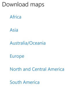 Выбор страны или области внутри выбранного региона