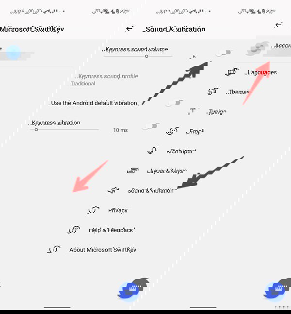Отключение звука в SwiftKey