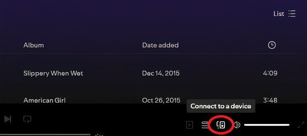 Интерфейс подключения устройства в Spotify