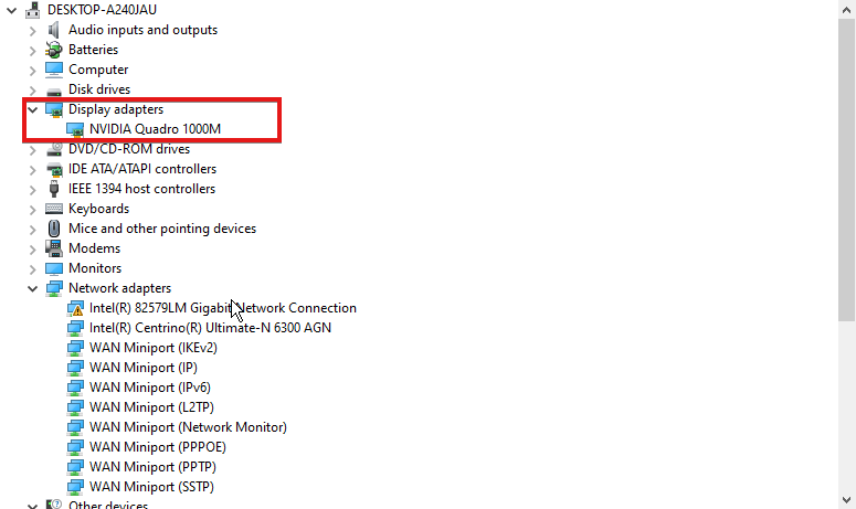 Диспетчер устройств — раздел Видеоадаптеры
