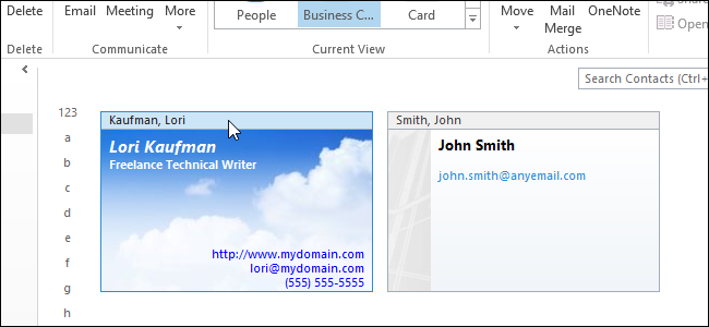 Шаблон визитки Outlook 2013 — применить и настроить