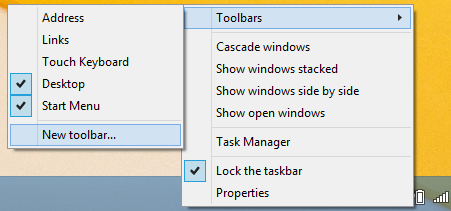 Добавленная панель инструментов для быстрого доступа к программам