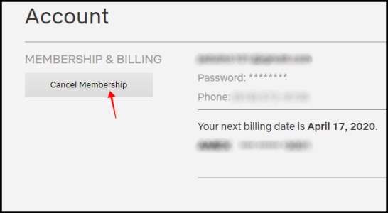 Кнопка завершения отмены на Netflix
