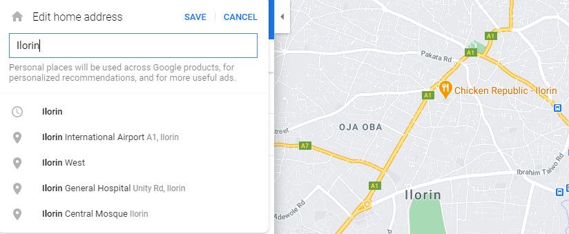 Введите адрес в строку и выберите результат