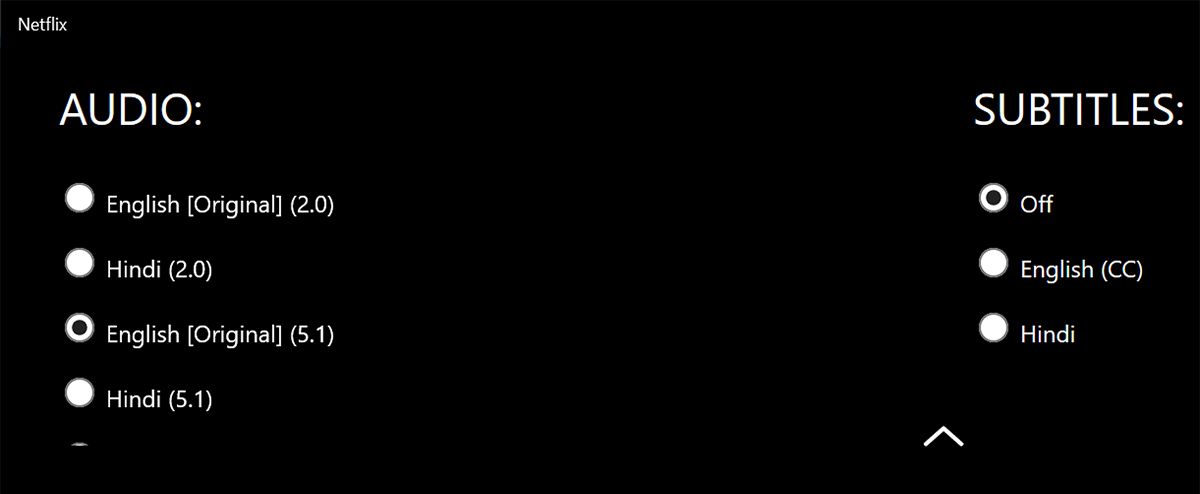 Меню субтитров Windows