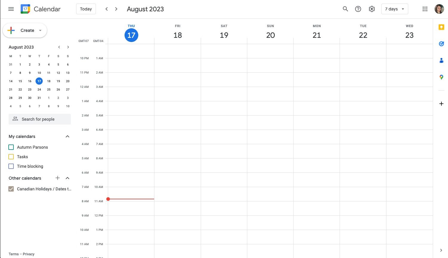 Пользовательский недельный вид в календаре