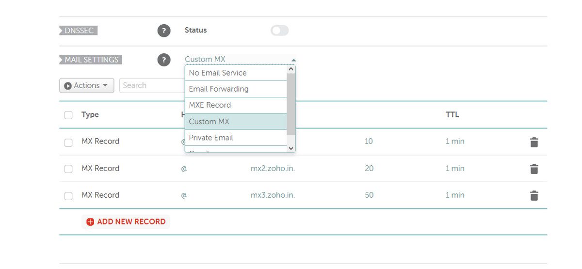 add the mx record to namecheap