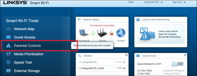 Родительский контроль в Linksys Smart Wi‑Fi