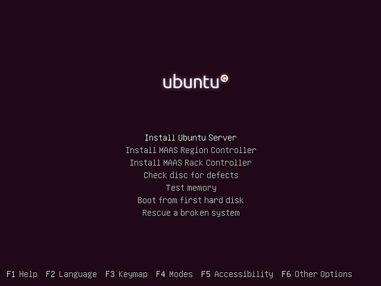 Запуск установки Ubuntu Server