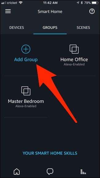 Изображение: кнопка Add Group в интерфейсе Alexa
