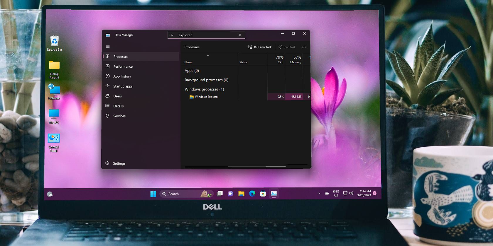 Windows 11 Task Manager on Laptop Screen