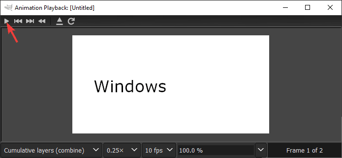 Предпросмотр анимации в GIMP