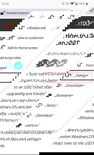 Настройки Firefox на Android