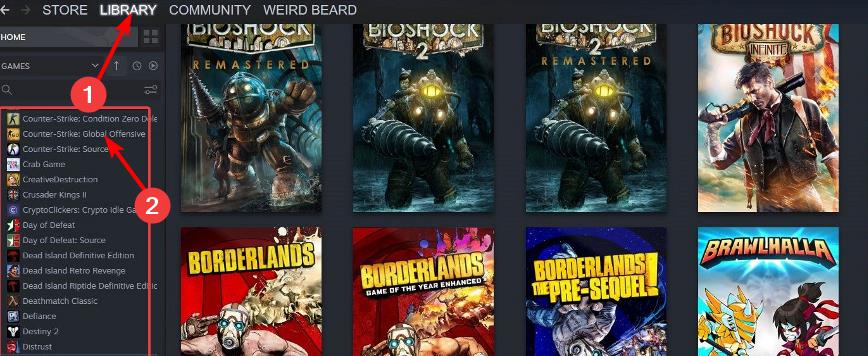 Скриншот: библиотека игр в Steam
