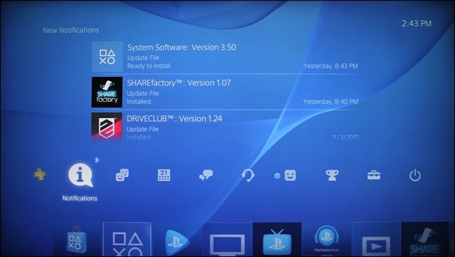 Переход в уведомления на PS4
