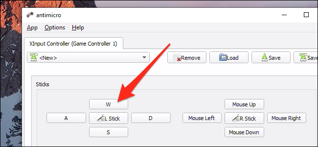 Главное окно AntiMicro с раскладкой кнопок контроллера