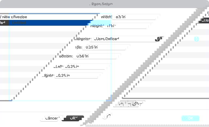 Пользовательский размер бумаги в Word на Mac